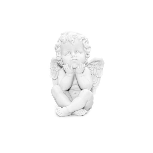 Escultura Anjo Querubim em Pó de Mármore 18cm