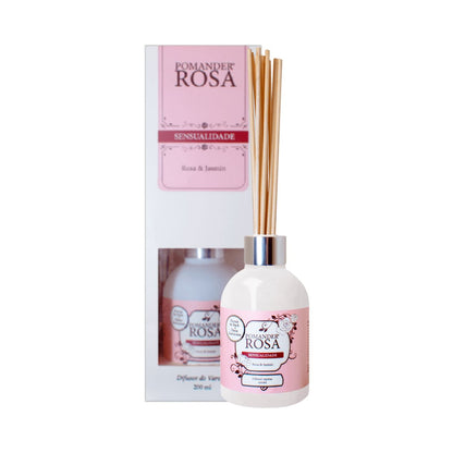 Pomander Rosa e Jasmim Sensualidade Difusor Varetas 200ml