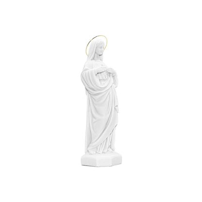 Escultura Imaculado Coração de Maria em Pó de Mármore 30cm