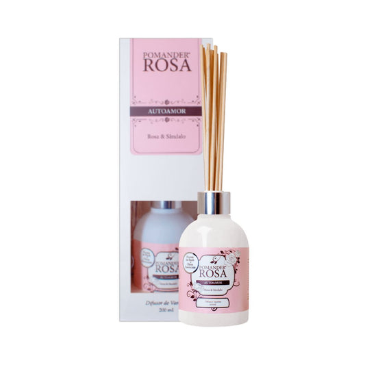 Pomander Rosa e Sândalo Autoamor Difusor Varetas 200ml