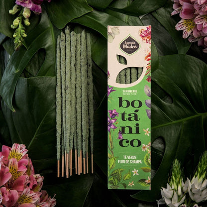 Incenso Natural Botânico Chá Verde e Flor Champa Sagrada Madre